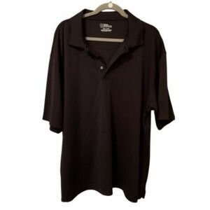 PGA Tour Mens Sz 2XL Black  Solid Short Sleeve Polo Shirt